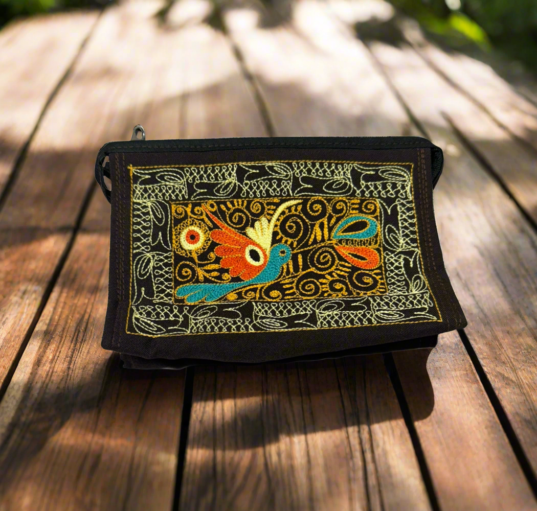 Embroidered Cosmetics Pouch Colca Canyon Cotton Brown