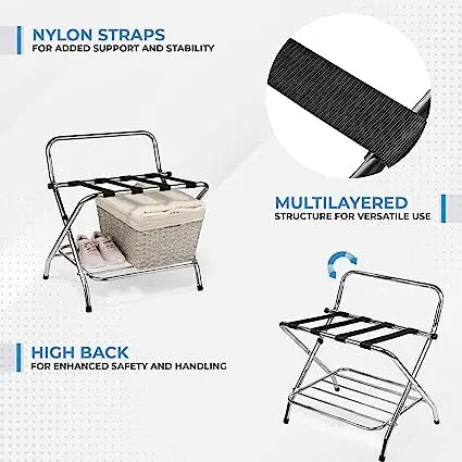 Ustech 2 Tier X Shaped High-Quality Steel Luggage Rack - In-Store Pickup Only