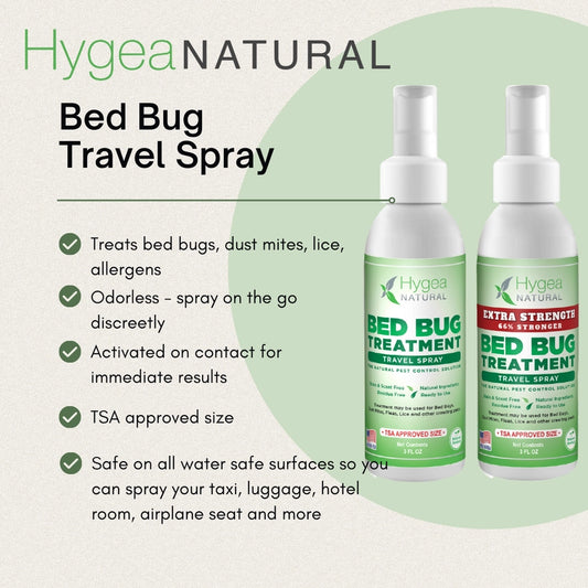Bed Bug Travel Spray By Hygea Natural- TSA Approved Size - Extra Strength