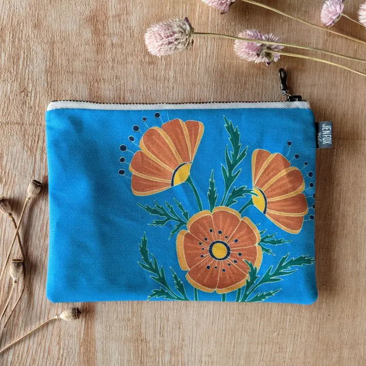 Albuquerque Artist - Jen Fox Studio - Zippered Pouch Poppies