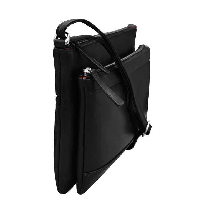 ili New York Leather Double Zip Multi Color Crossbody- 6028