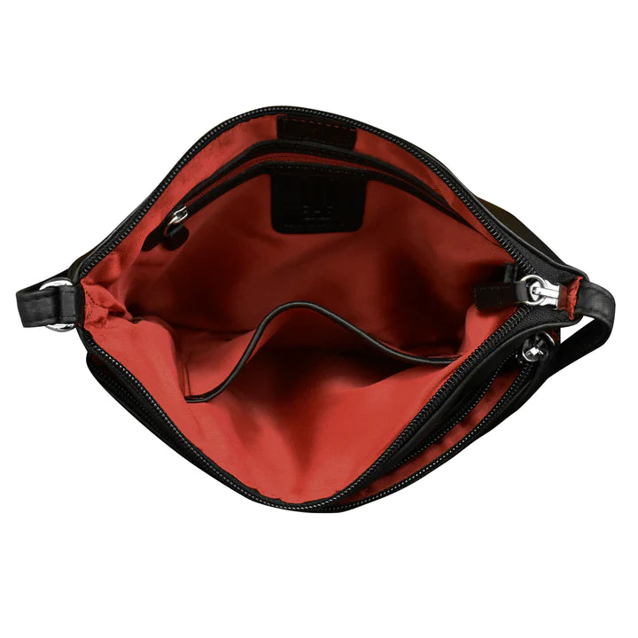 ili New York Leather Double Zip Multi Color Crossbody- 6028