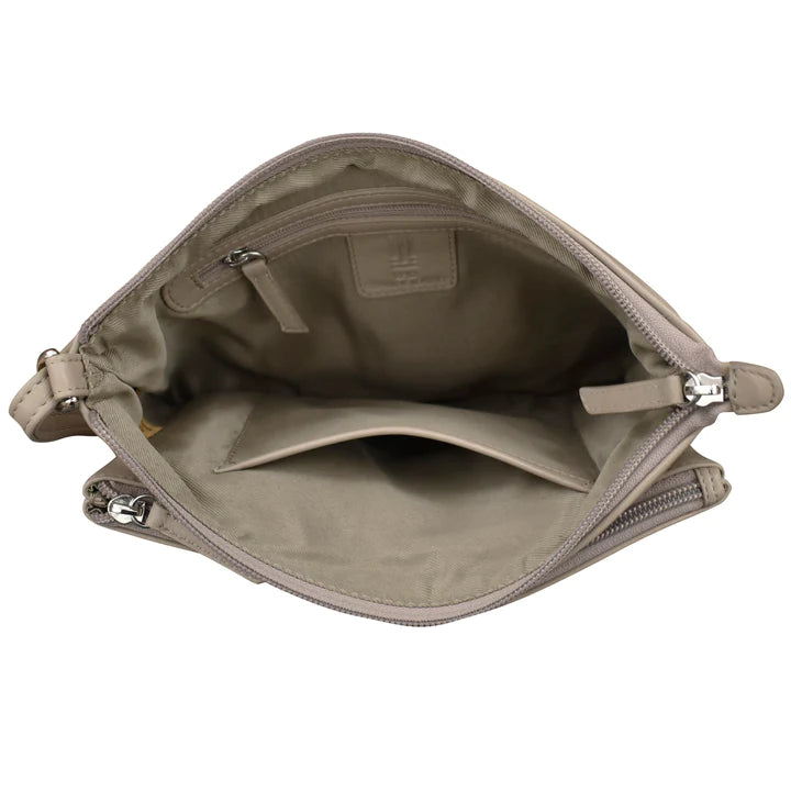 ili New York Leather Double Zip Multi Color Crossbody- 6028