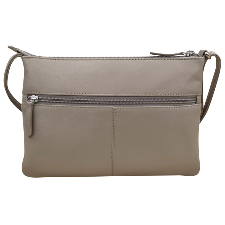 ili New York Leather Double Zip Multi Color Crossbody- 6028