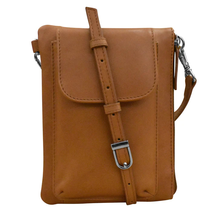 ili New York Leather RFID Two-Way Phone Bag - 6040 Antique Saddle