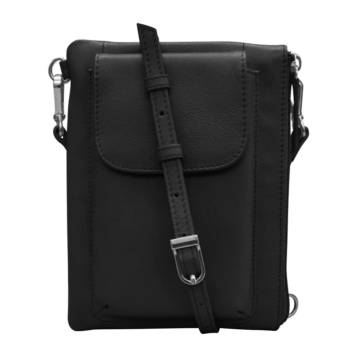 ili New York Leather RFID Two-Way Phone Bag - 6040 Black