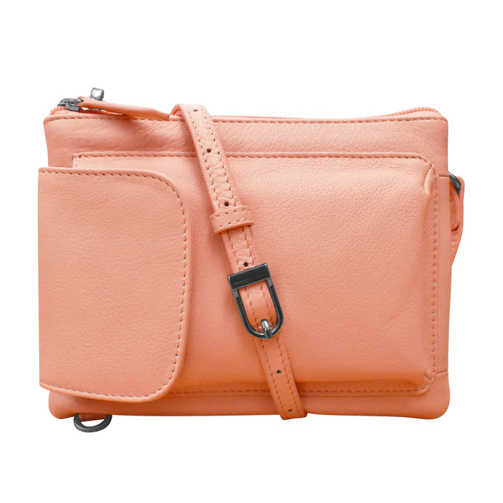 ili New York Leather RFID Two-Way Phone Bag - 6040 Peach