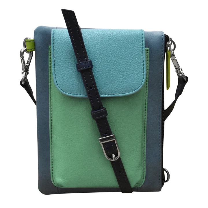 ili New York Leather RFID Two-Way Phone Bag - 6040 Serenity Multi