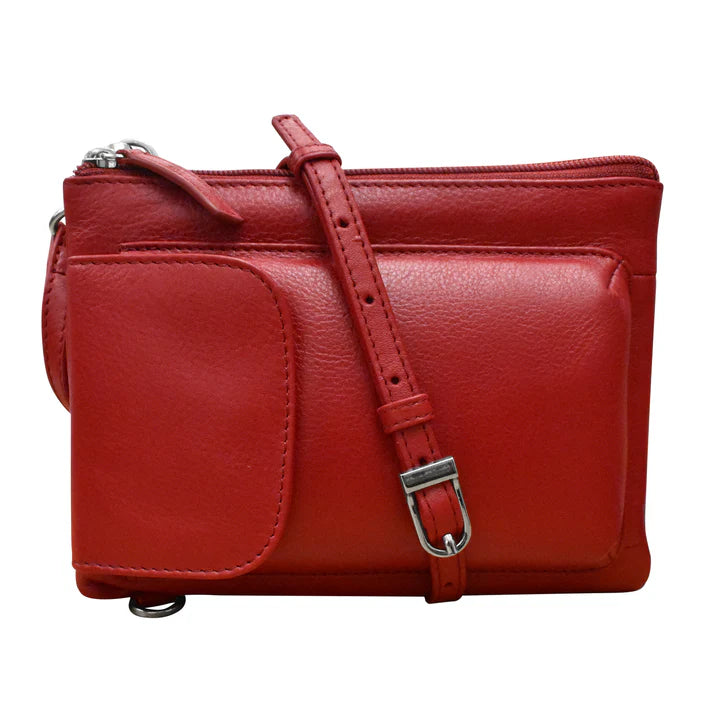 ili New York Leather RFID Two-Way Phone Bag - 6040 Red