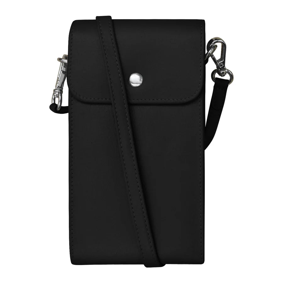 ili New York Leather RFID Cellphone Crossbody Bag Black