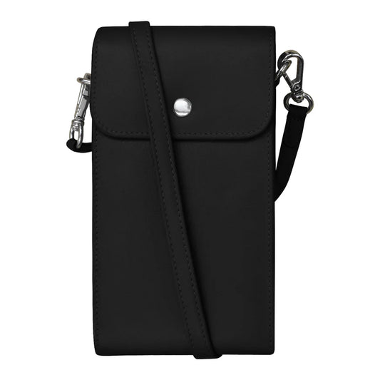 ili New York Leather RFID Cellphone Crossbody Bag Black