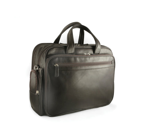 Osgoode Marley Leather Fergus Multi-Zip Briefcase - 6048 Espresso