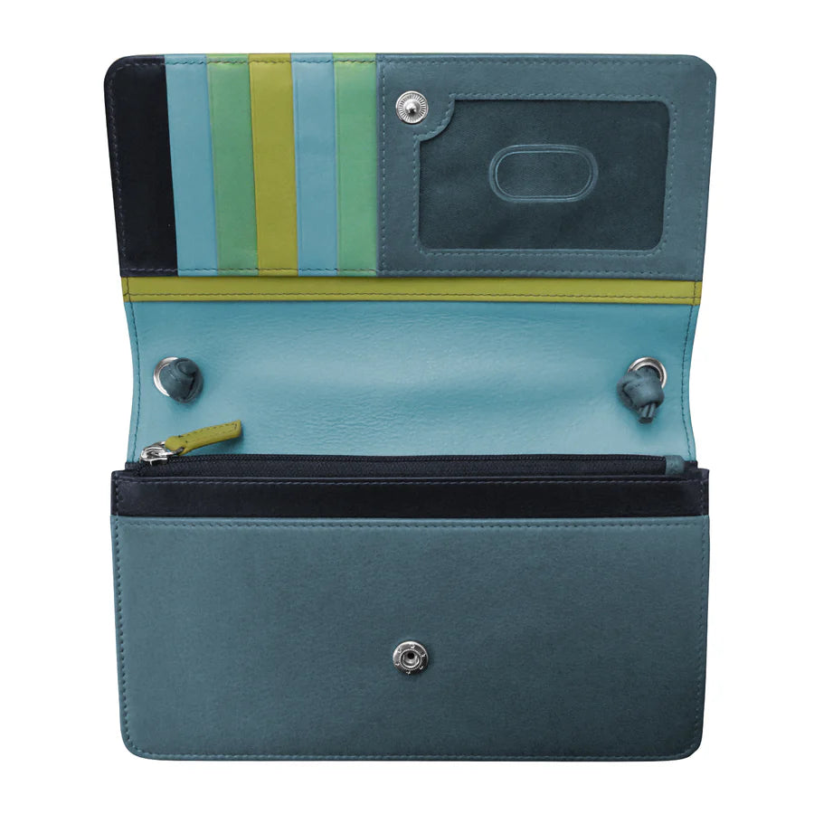 ili New York Leather RFID Flap Phone Bag Organizer- 6062 Serenity Multi