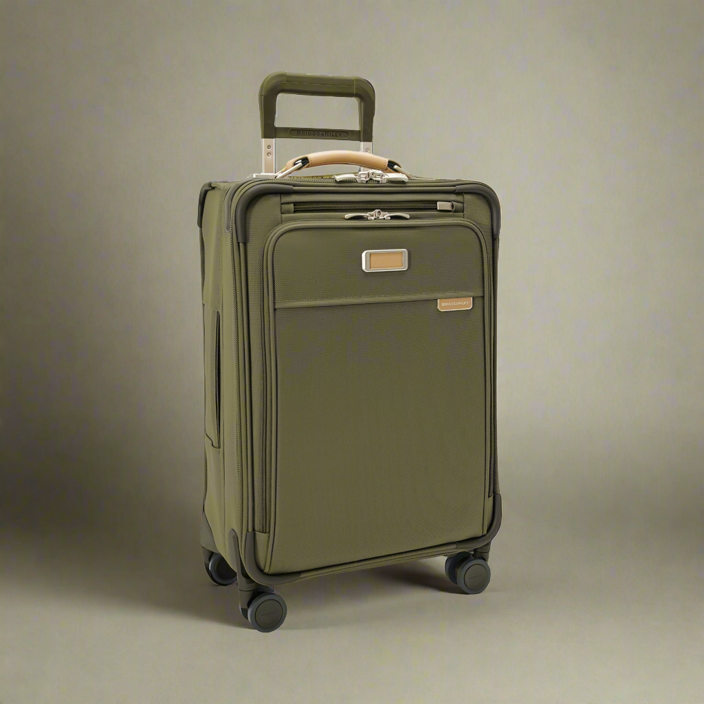Briggs & Riley Baseline Essential 22" Carry-On Softside Spinner with Suiter (Free Monogram)- BLU122CXSP Olive