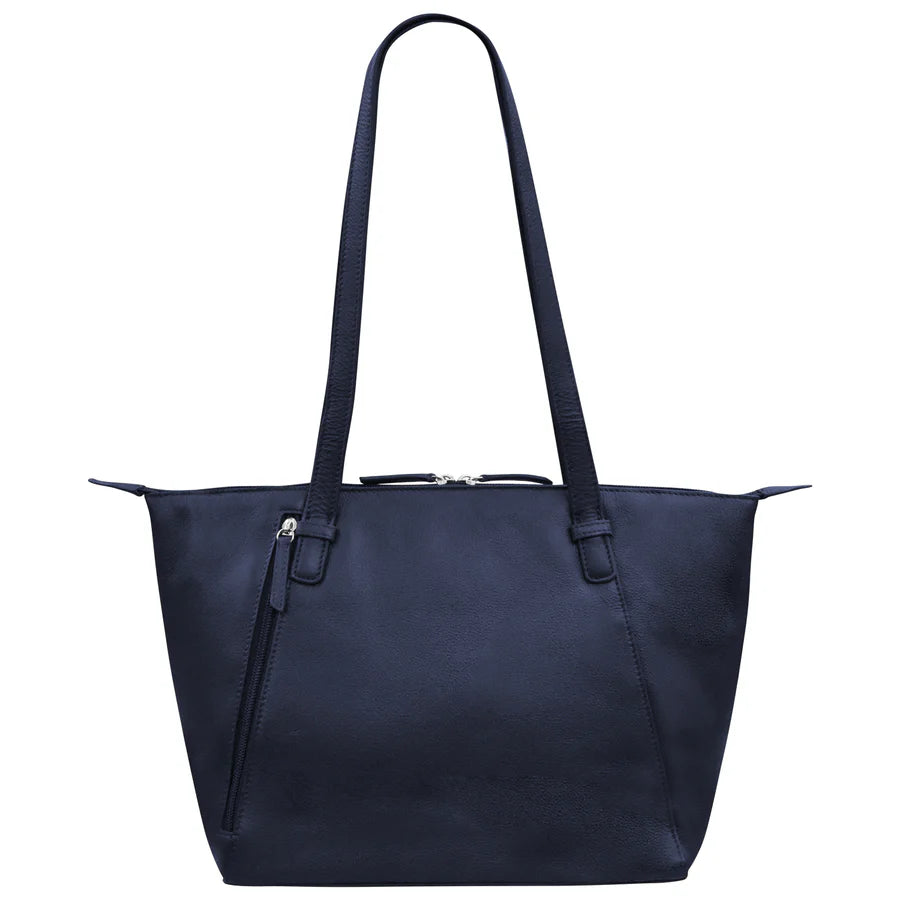 ili New York Leather Medium Shoulder Bag Navy