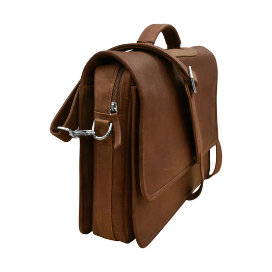 ili New York Leather RFID Flap Briefcase- 6119