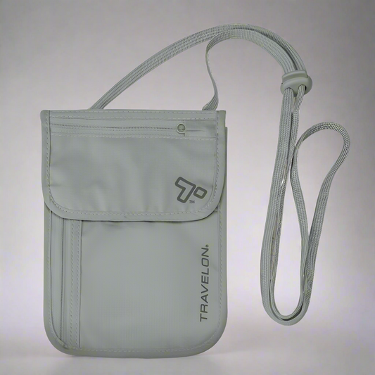 Travelon RFID Blocking Hidden Neck Pouch Wallet Gray
