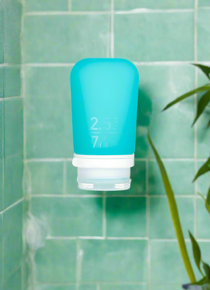 Humangear- 2.5 oz GoToob+ Silicone Toiletry 3-1-1 Bottle (MEDIUM) Aqua