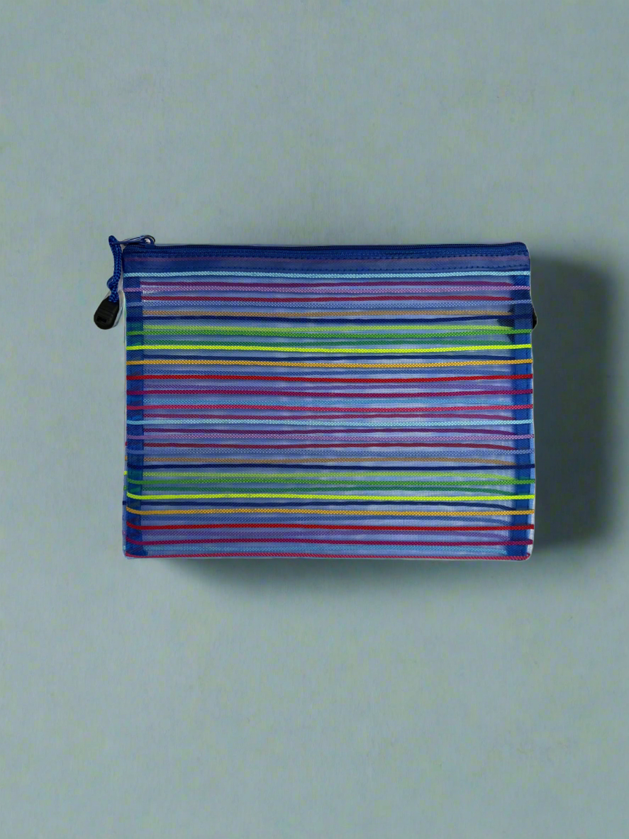 Mesh Striped Travel Pouch- $4.99 Blue