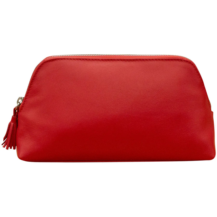 ili New York Leather Large RFID Cosmetic Case Red