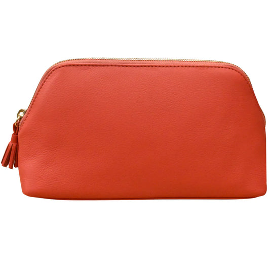 ili New York Leather Large RFID Cosmetic Case Coral
