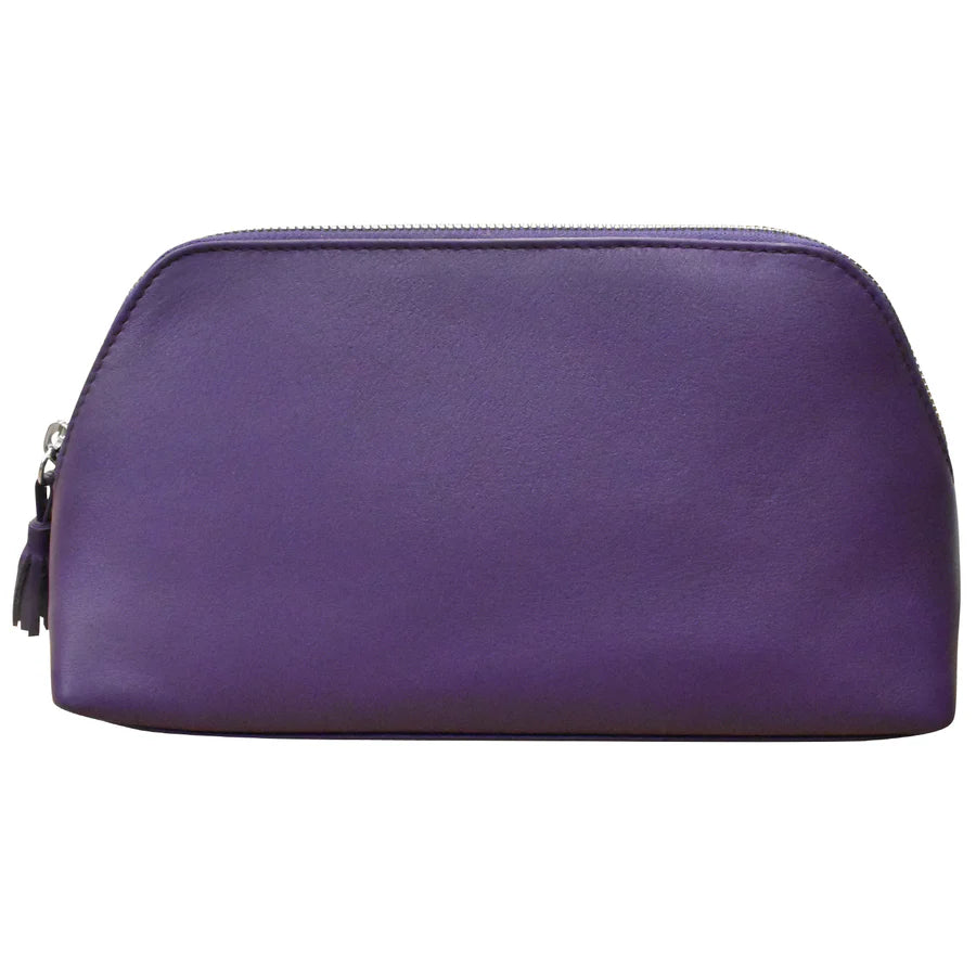 ili New York Leather Large RFID Cosmetic Case Purple