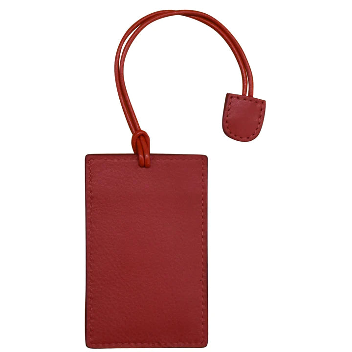 ili New York Slim Leather Luggage Tag Red
