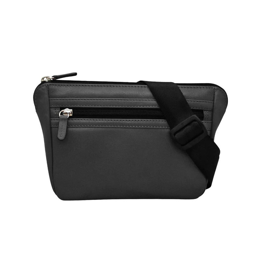 ili New York RFID Smooth Leather Waist Bag Black