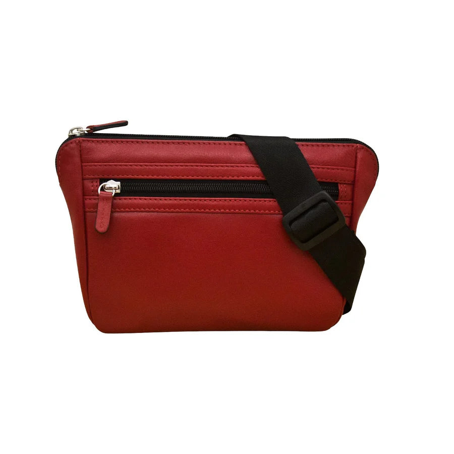 ili New York RFID Smooth Leather Waist Bag Red