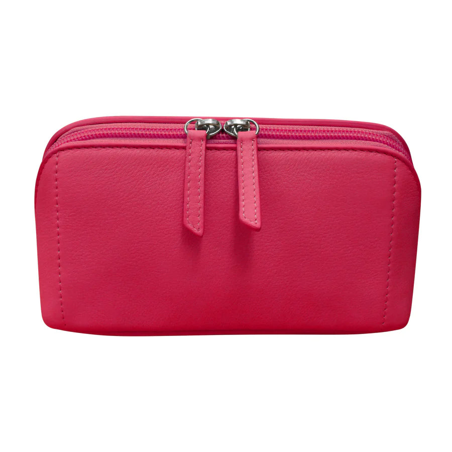 ili New York Smooth Leather Makeup Bag Indian Pink