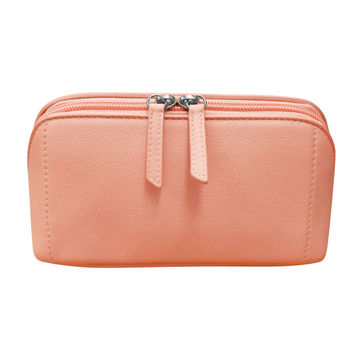 ili New York Smooth Leather Makeup Bag Peach