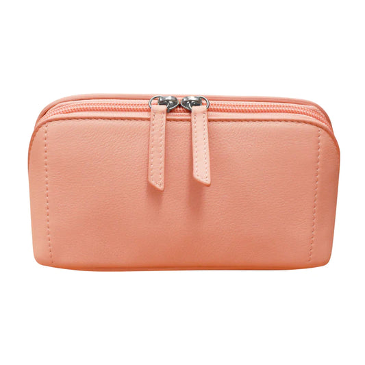 ili New York Smooth Leather Makeup Bag Peach