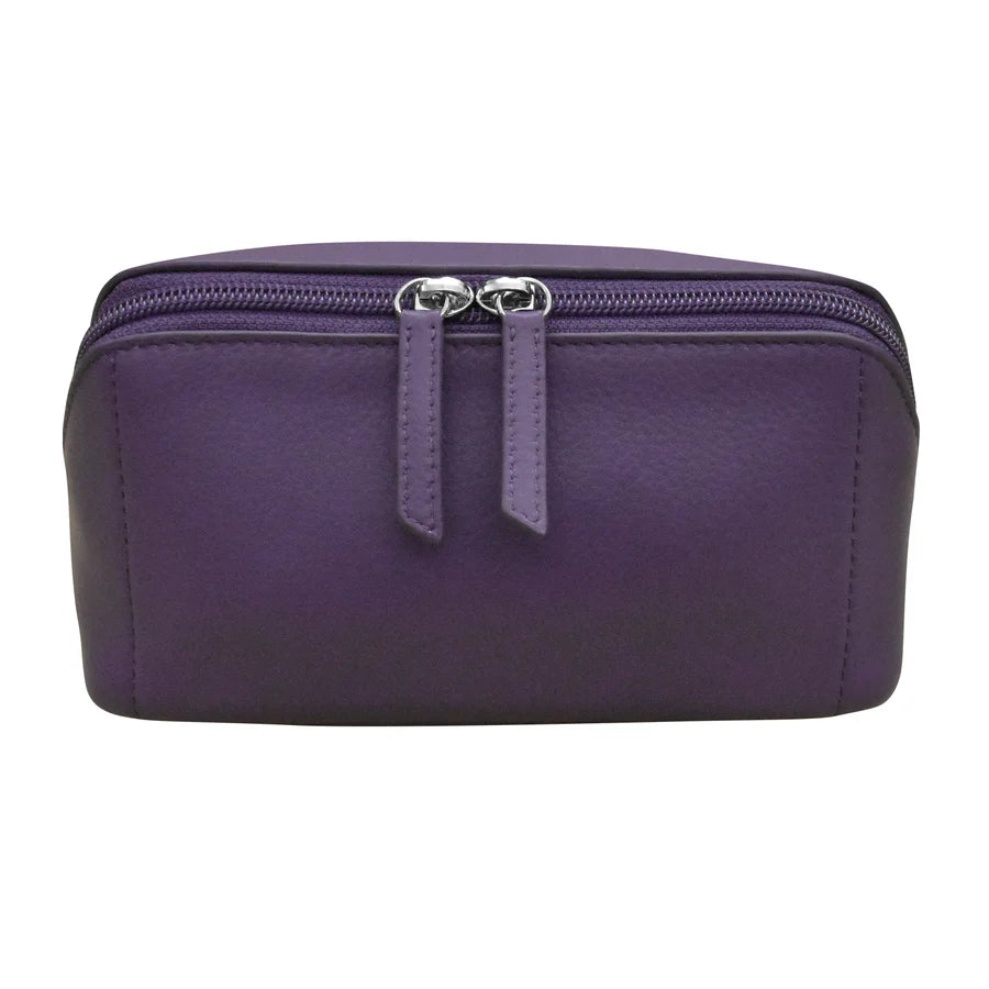 ili New York Smooth Leather Makeup Bag Purple