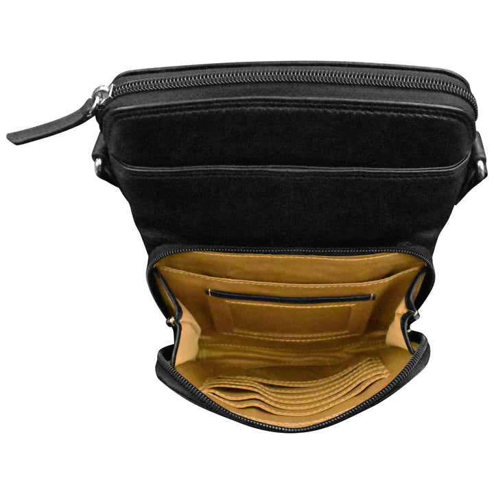 ili New York Leather RFID Small Crossbody Organizer- 6330