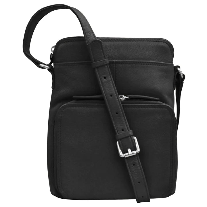 ili New York Leather RFID Small Crossbody Organizer- 6330 Black