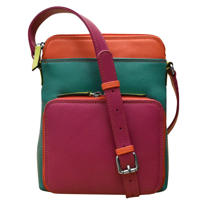 ili New York Leather RFID Small Crossbody Organizer- 6330 Paradise Multi