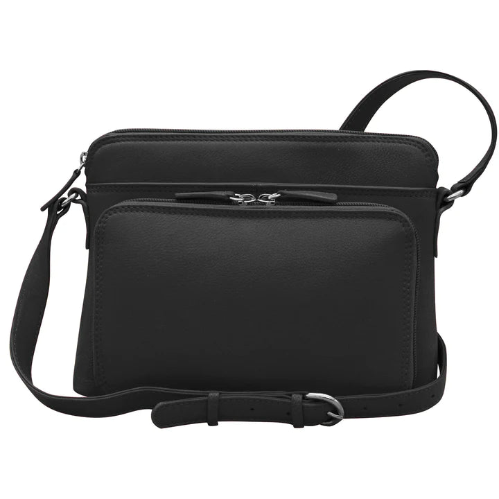 ili New York - RFID blocking Leather Crossbody Organizer - 6333 Black