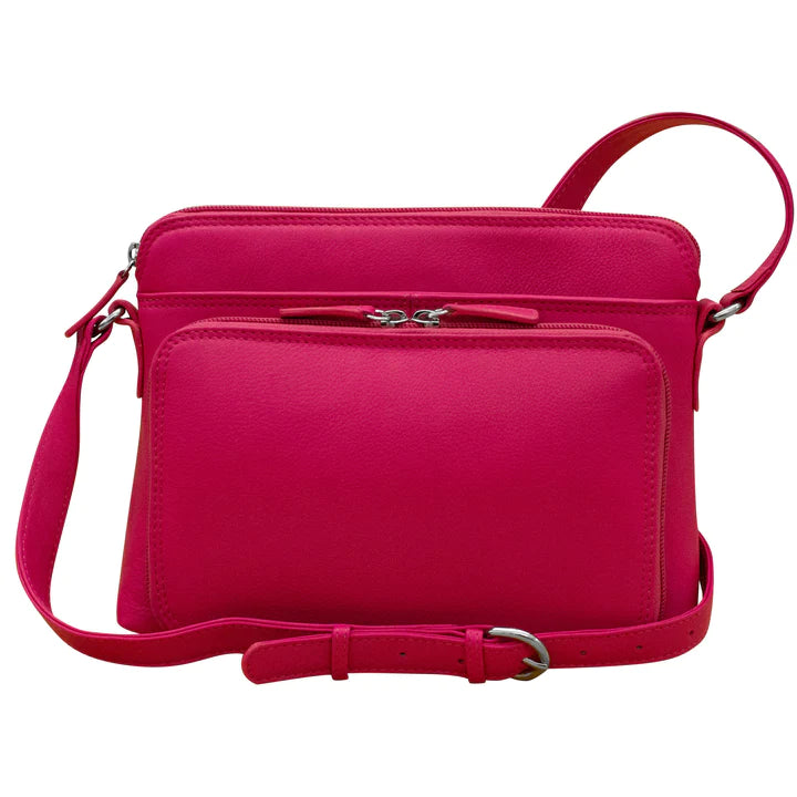 ili New York - RFID blocking Leather Crossbody Organizer - 6333 Indian Pink