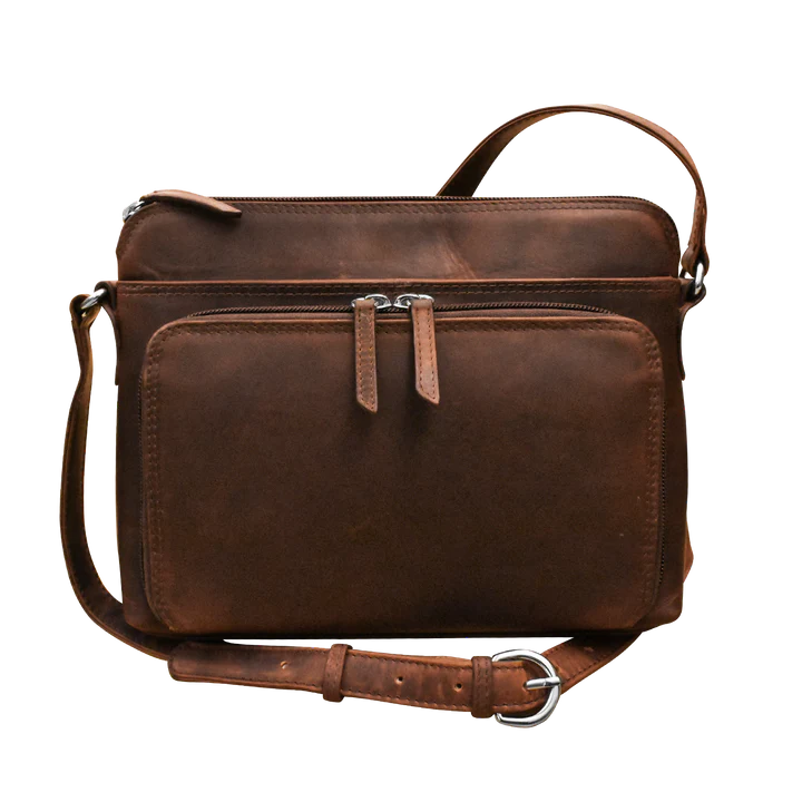 ili New York - RFID blocking Leather Crossbody Organizer - 6333 Rustic Brown