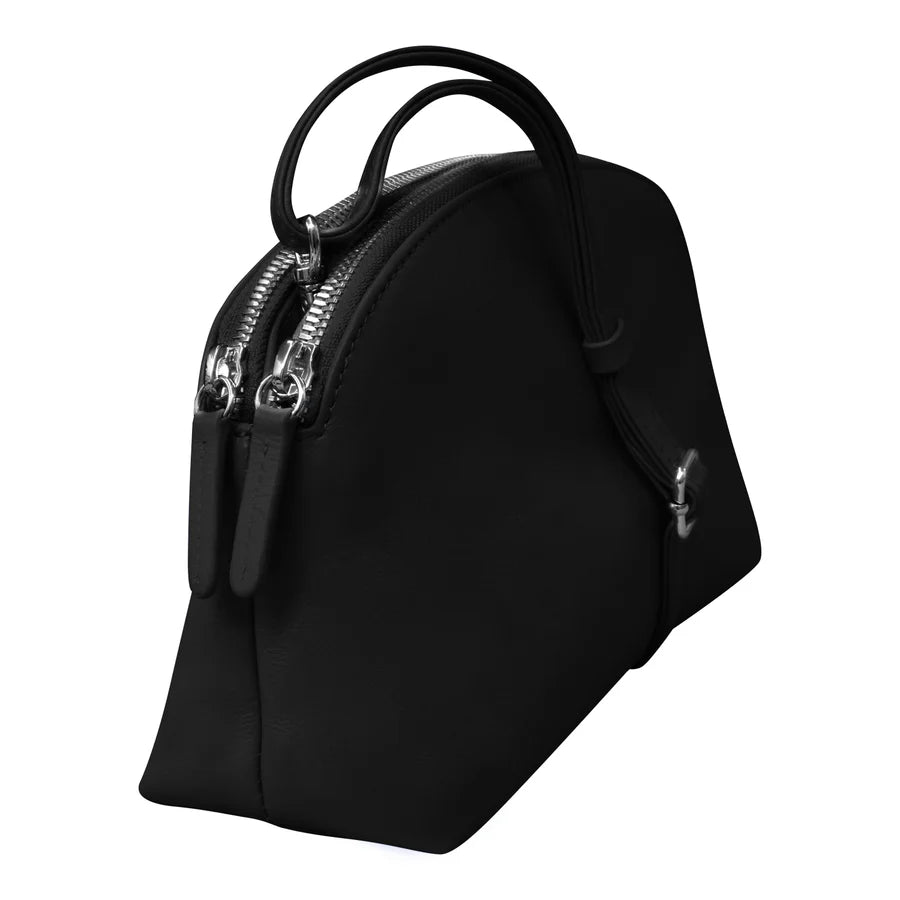 ili New York Leather RFID Double Zip Dome Crossbody Bag