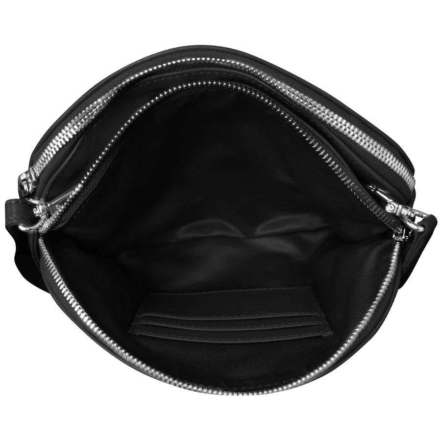 ili New York Leather RFID Double Zip Dome Crossbody Bag