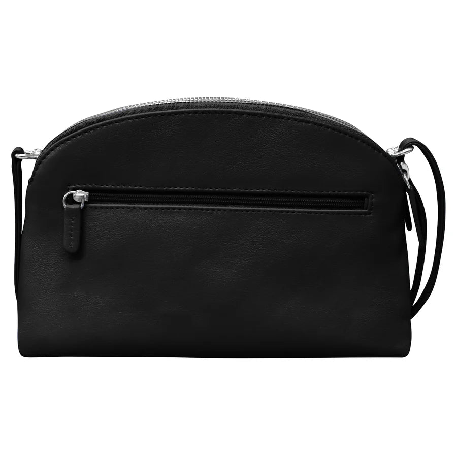 ili New York Leather RFID Double Zip Dome Crossbody Bag
