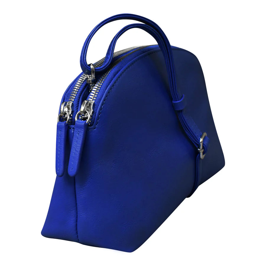 ili New York Leather RFID Double Zip Dome Crossbody Bag