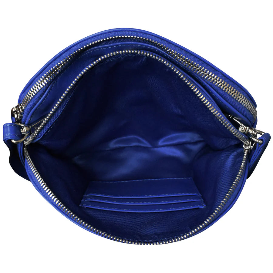 ili New York Leather RFID Double Zip Dome Crossbody Bag