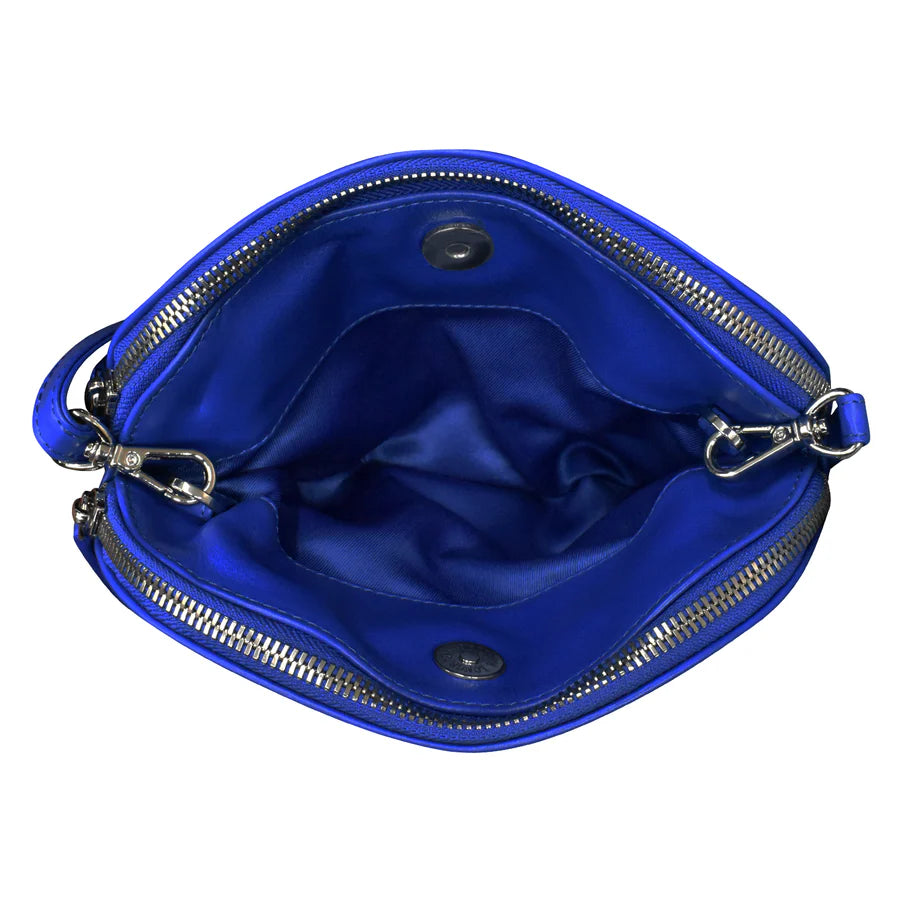 ili New York Leather RFID Double Zip Dome Crossbody Bag