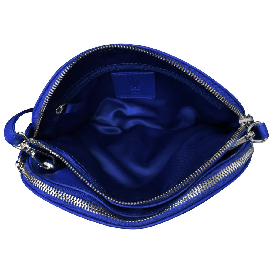 ili New York Leather RFID Double Zip Dome Crossbody Bag