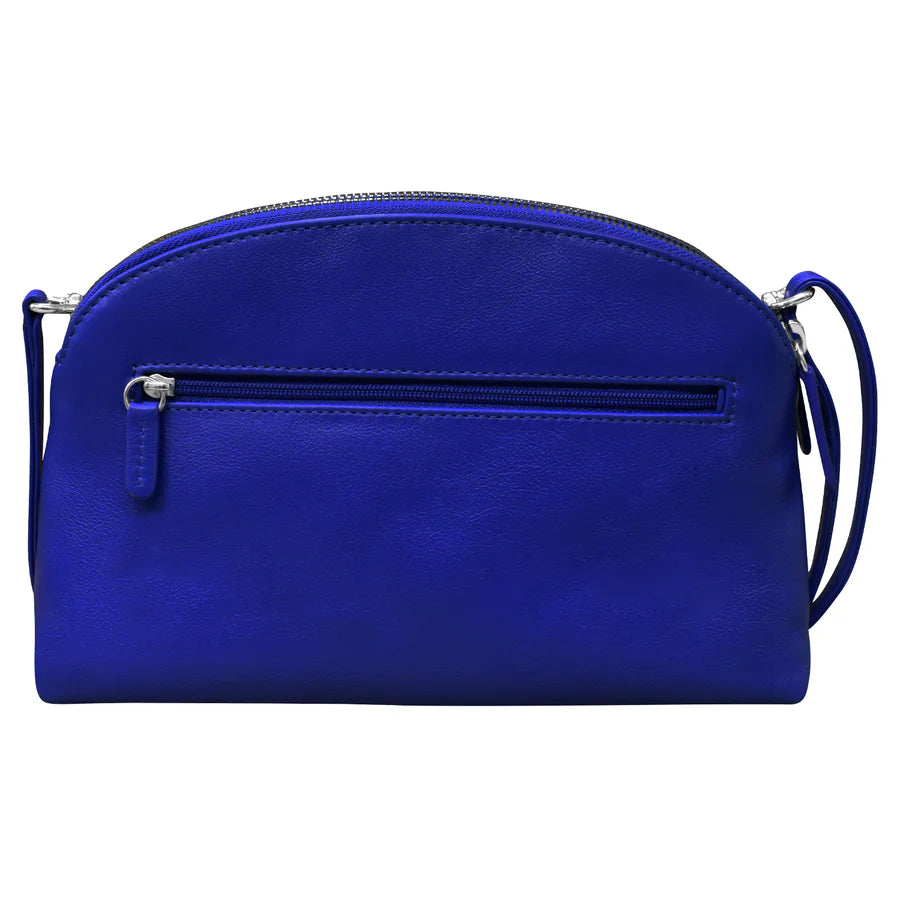 ili New York Leather RFID Double Zip Dome Crossbody Bag