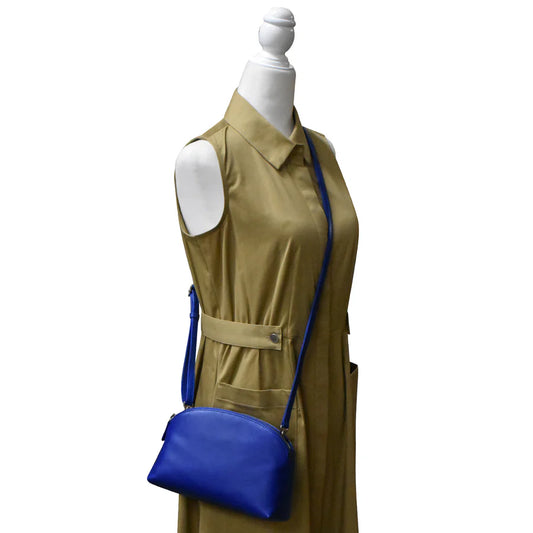 ili New York Leather RFID Double Zip Dome Crossbody Bag