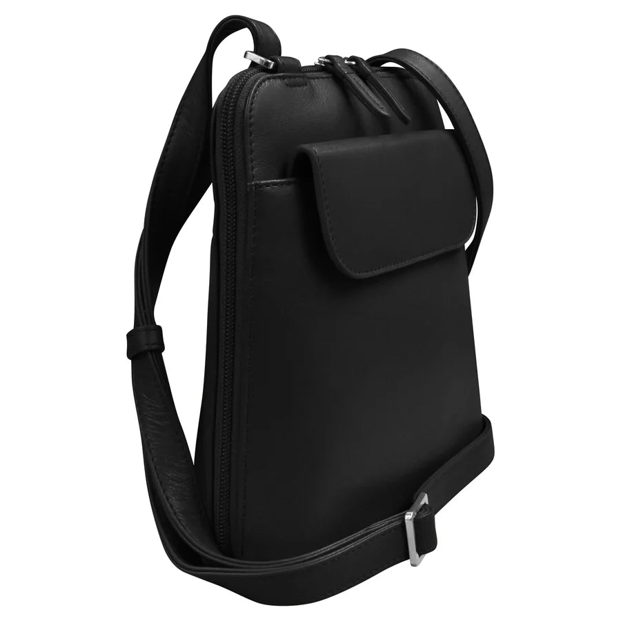 ili New York Leather RFID North-South Flap Pocket Crossbody Bag