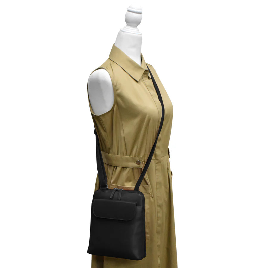 ili New York Leather RFID North-South Flap Pocket Crossbody Bag